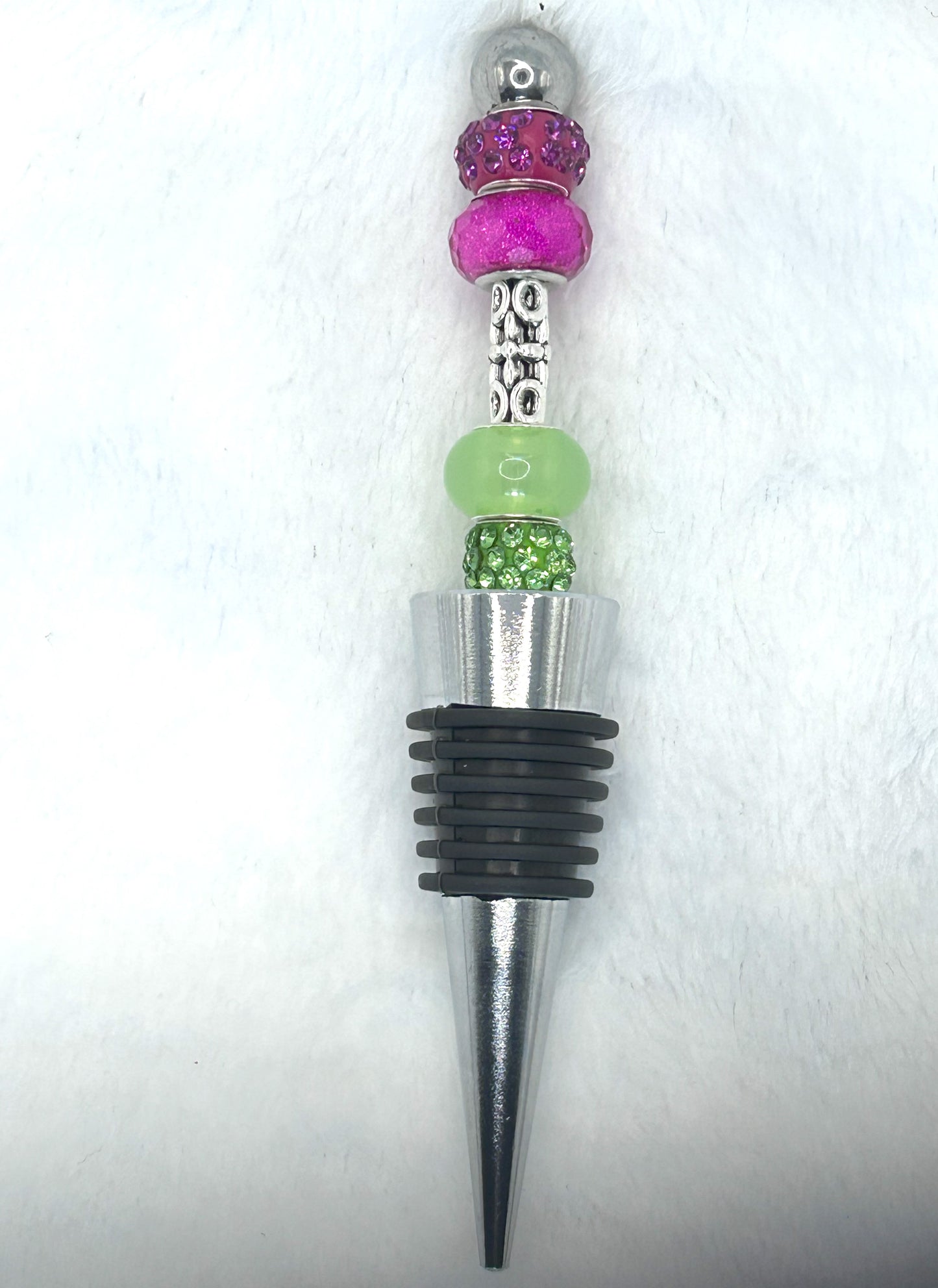 Beaded Wine Stopper (Pink and Green)