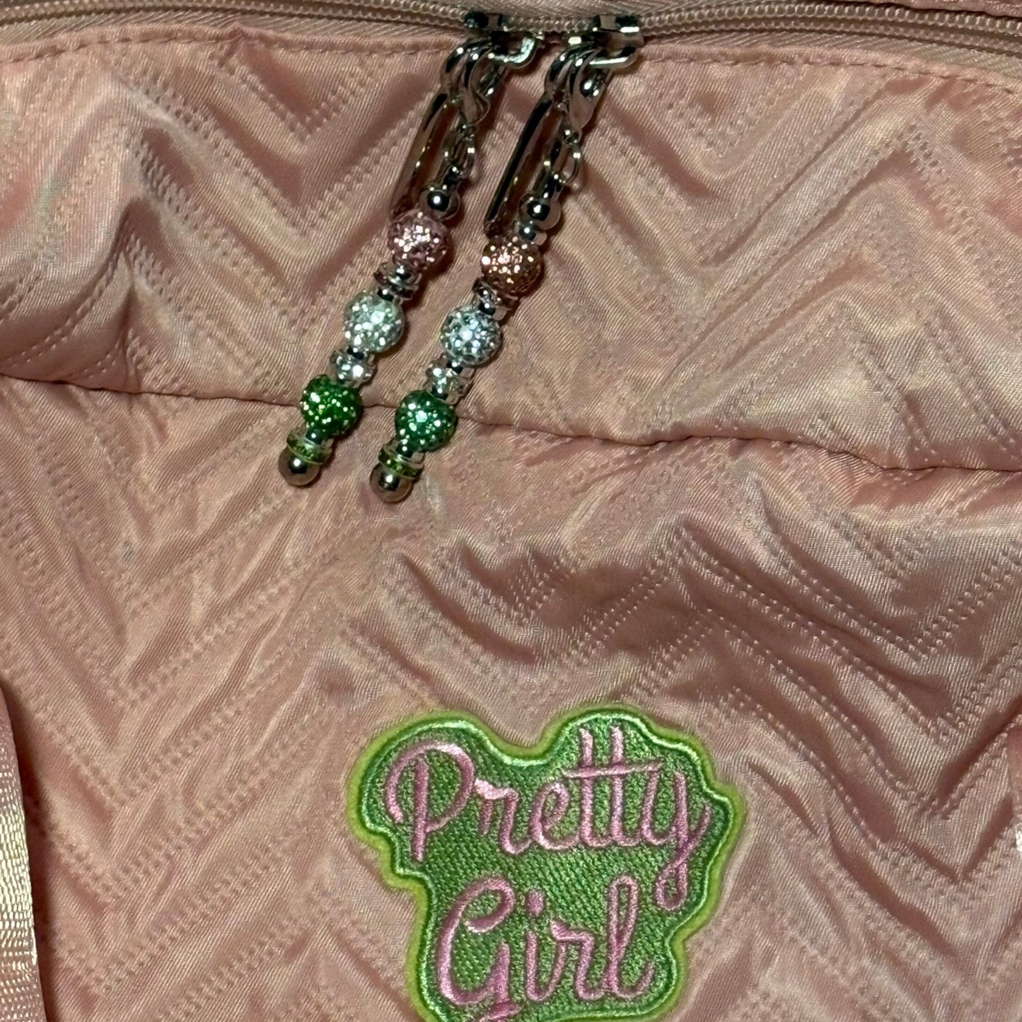 Pink and Green "Pretty Girl" Travel Bag Set Luggage Weekender