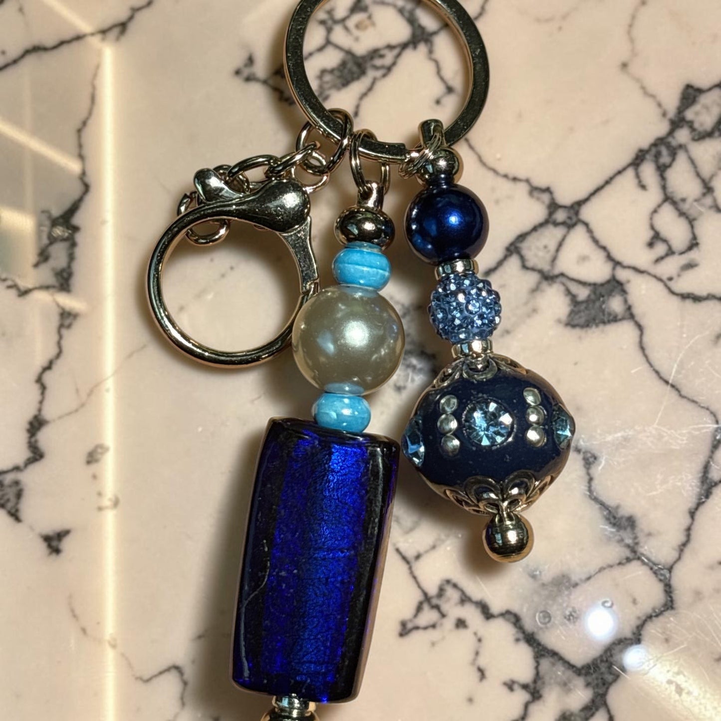 Ocean Blue Elegance Jeweled Keychain & Bag Charm