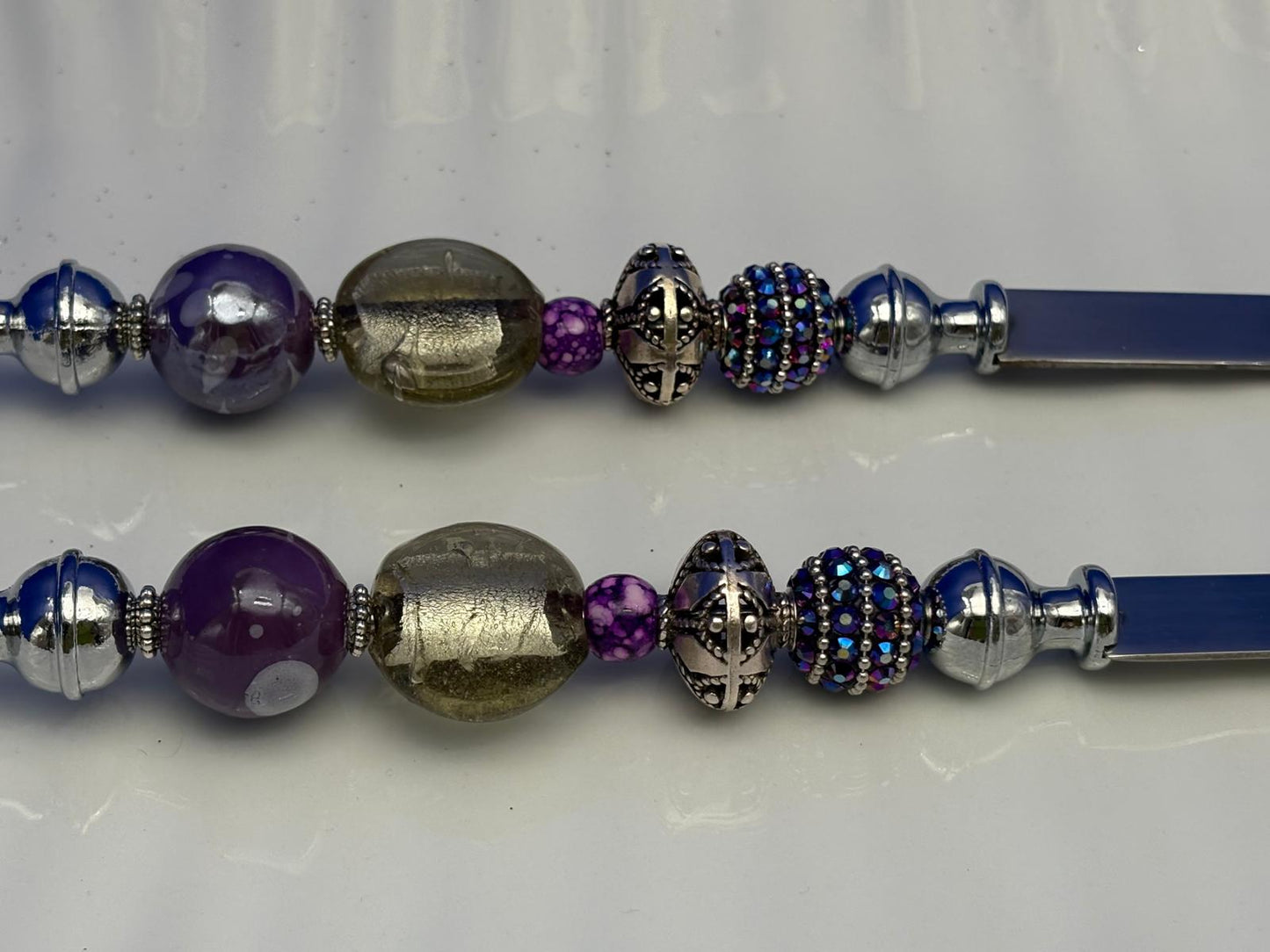 Elegant Purple & Silver Serving Set with White Rectangular Platter – 10x16” Tray with Spoon and Fork