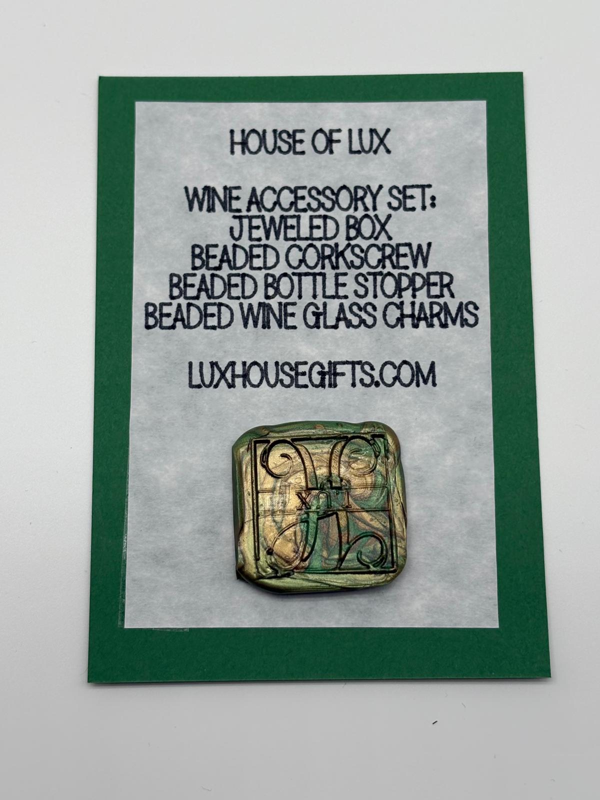 Elegant Wine Accessories Gift Set with Luxurious Keepsake Box & Sophisticated Handwritten Message Card (Blue and Cobalt)