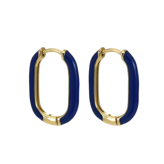 Blue & Gold Statement Earrings - Handcrafted Dangle Earrings