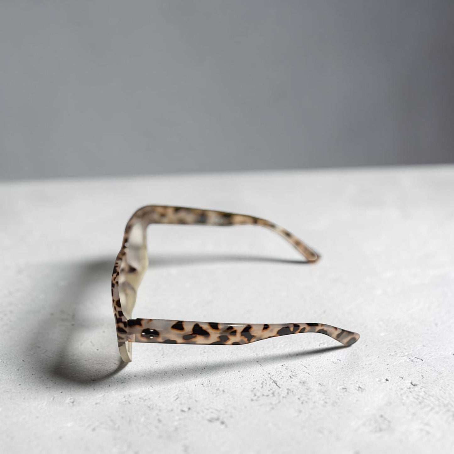 House of Lux Gifts geometric reading glasses with a tortoise shell pattern and blue light filtering lenses