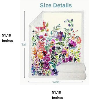 House of Lux Gifts watercolor wildflower throw blanket with vibrant purple and pink florals on an ivory background