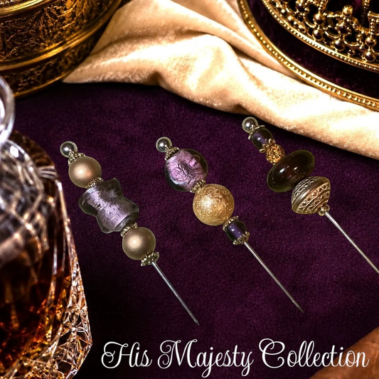 His Majesty Purple and Gold LUX Designer Collection Cigar Pokers Collection - Beaded Cigar Pick