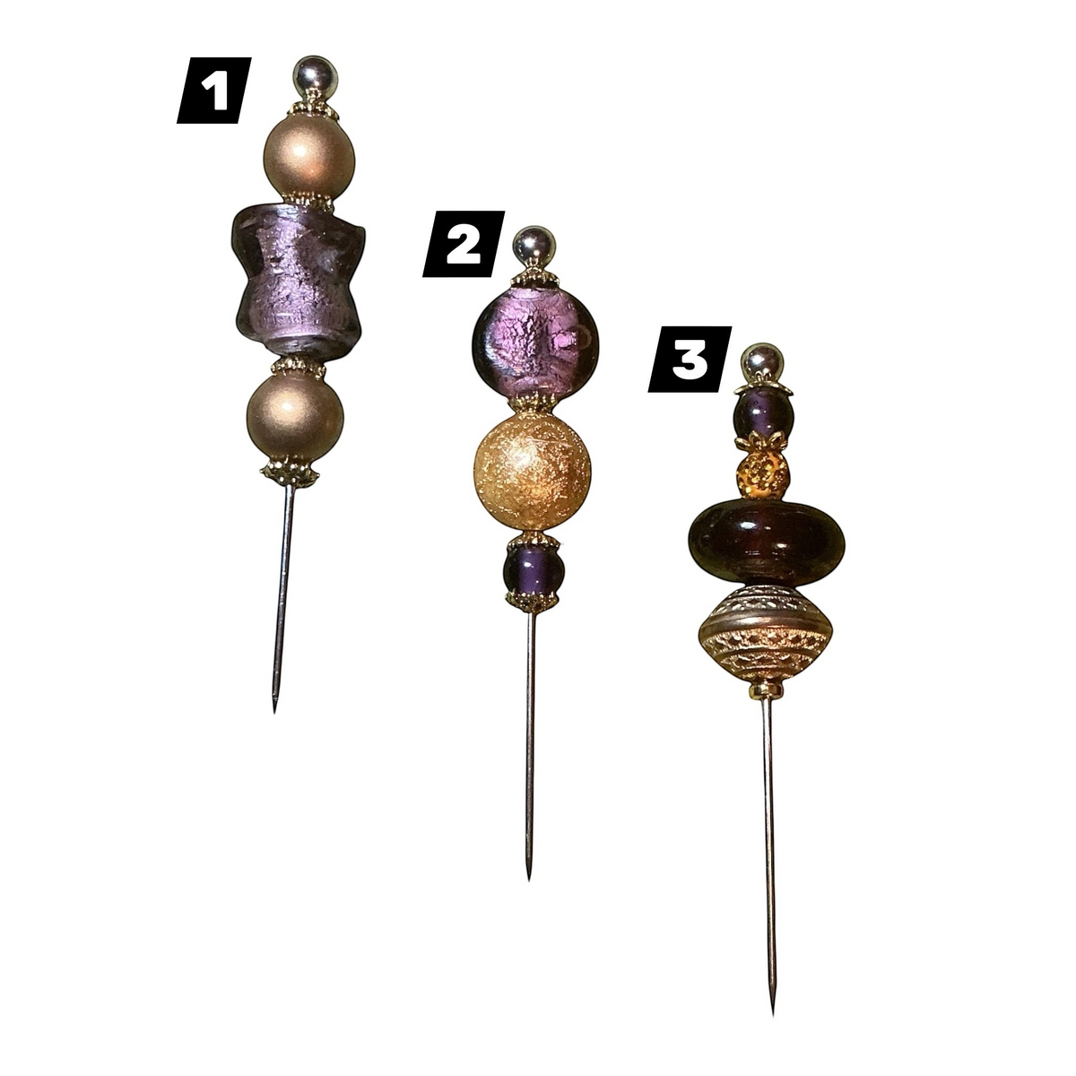 Purple and Gold LUX Designer Cigar Pokers - Beaded Cigar Pick His Majesty Collection