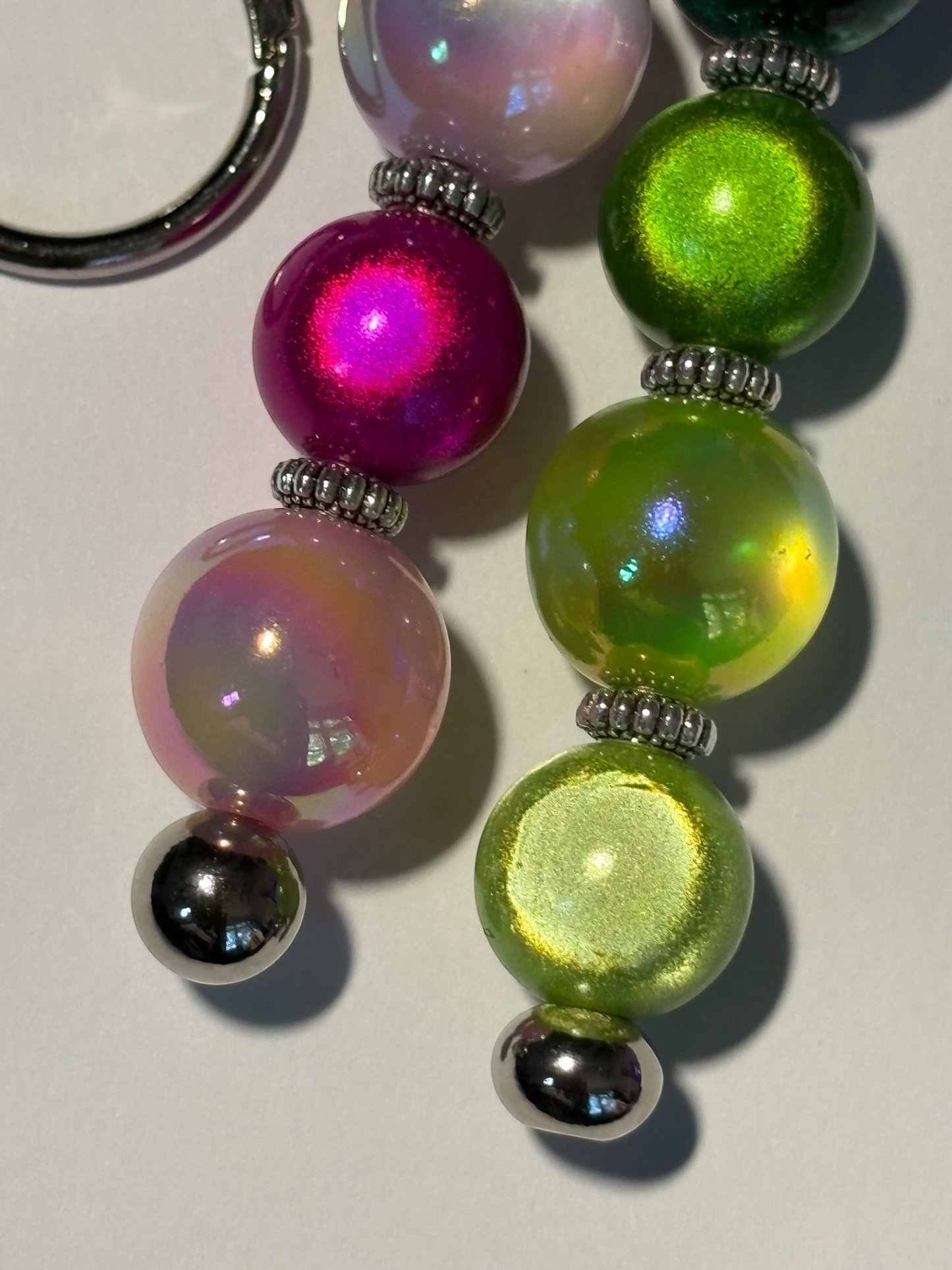 Handmade Pink and Green Line Number Keychain AKA Inspired