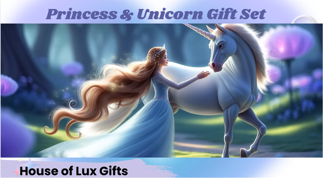 Step Into the Story™ Princess & Unicorn Gift Set featuring a children's storybook, themed gifts, and interactive activities that bring a magical adventure to life.